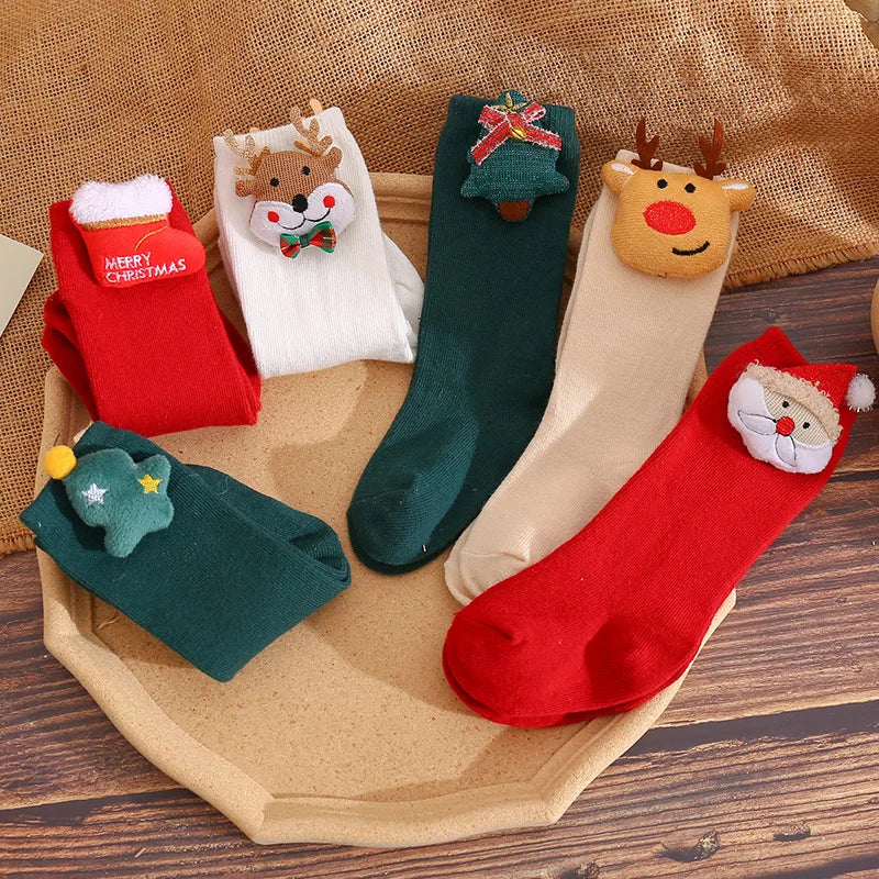 Christmas Socks Baby Accessories Cartoon Doll Cute Socks For Newborns Boys Girls New Year Gift Cotton Infant Toddler Socks 1Pair