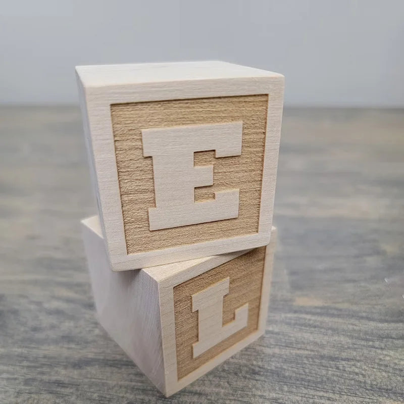 5cm Personalized Wooden Blocks Name Blocks Alphabet Baby Name Nursery Engraved Baby Shower Natural Wood Toy Wood Blocks Gift