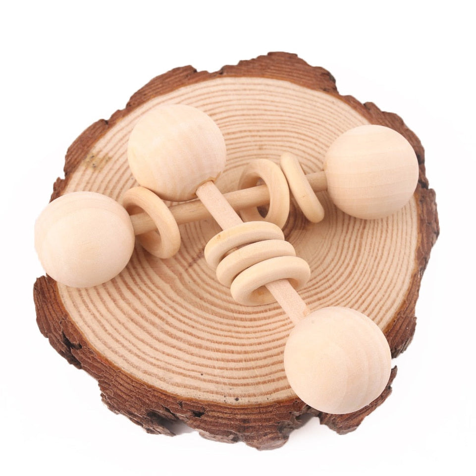 1PC Wooden Teether Rattle Montessori Activity Gym Toys Wooden Blank Ring Teething Toys Baby Nursing Gifts Toys Children'S Goods